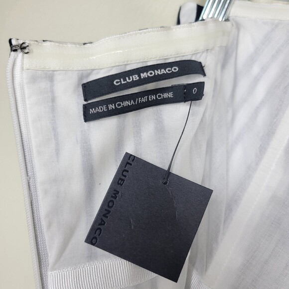 Club Monaco Striped Knee Length Dress Black White Women’s Size 0 Fit And Flare - Picture 4 of 16
